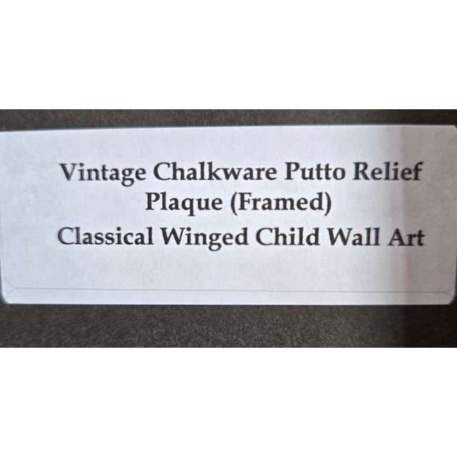 Vintage Chalkware Putto Relief Plaque With Ornate Gold Frame – Classical Winged Child Wall Art For Sale - Image 9 of 9