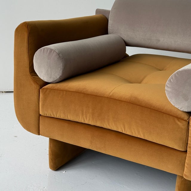 c. 2000s. USA. Reupholstered in Knoll two tone velvet