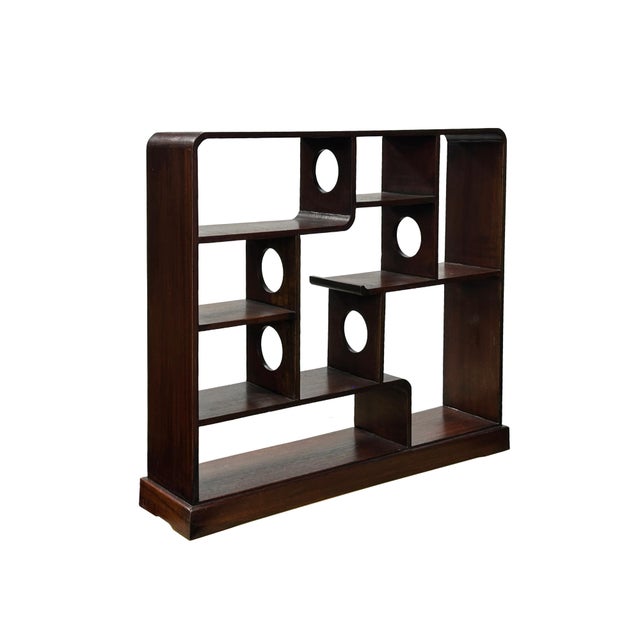 Chinese Brown Stain Wood Rectangular Table Top Display Stand For Sale - Image 4 of 6