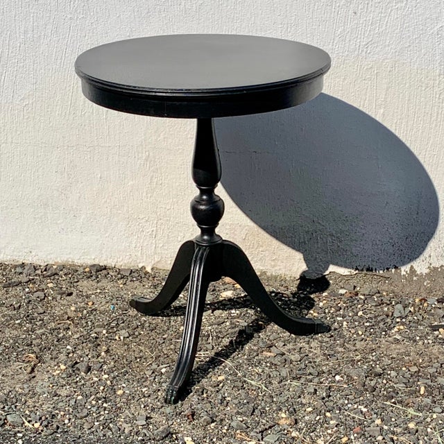 1940s Small Black Round Accent Table Chairish
