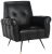 Modern Retro Mid Faux Leather Accent Chair in Black For Sale - Image 3 of 9