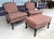 This elegant pair of Fairfield fauteuil chairs features dark carved wood frames, gently curved arms, and plush cushions...