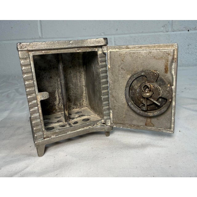 Metal Antique 19th Century Cast Iron Star Safe Lock Deposit Coin Still Bank For Sale - Image 7 of 11