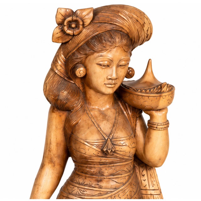 Mas Bali, Woman with Offerings, 1940s, Wood For Sale - Image 6 of 10
