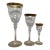 Vintage Gold-Encrusted Etched Crystal Stemware, Three-Piece Place Setting: Water Goblet, Wine Goblet, and Cordial Glass. For Sale