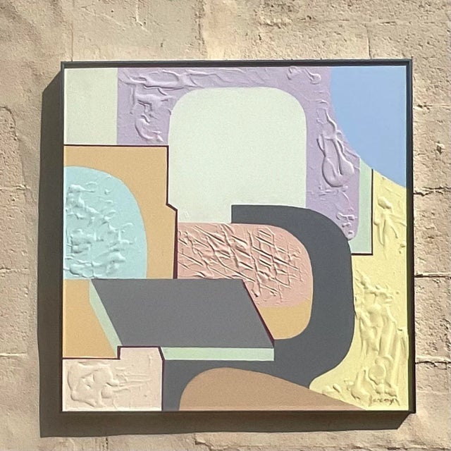 Contemporary Vintage Contemporary Pastel Abstract Original Oil Painting For Sale - Image 3 of 9