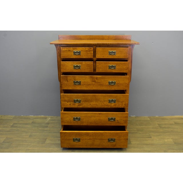 Mission Mission Quarter Sawn Oak 8 Drawer Dresser - Micheal Cherry For Sale - Image 3 of 11
