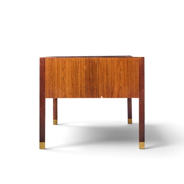 A.J. Iversen Ole Wanscher for Aj Iversen Mid Century Danish Rosewood and Brass Desk For Sale - Image 4 of 9