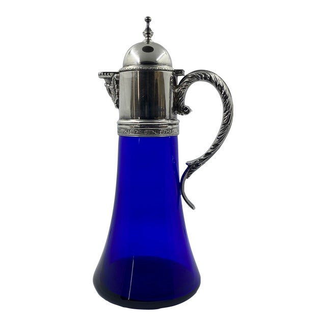 Austrian Vintage Cobalt Blue Glass Jug For Sale