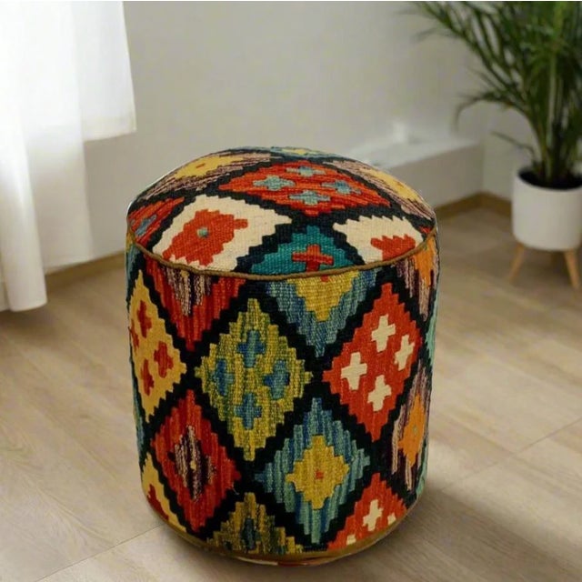 Our unique kilim rug stools are made from 100% wool rugs. A kilim rug is a decorative flat weave rug that has no pile....