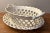 Antique 18th century George III creamware chestnut basket and under tray. Wonderful reticulated basketweave design with...