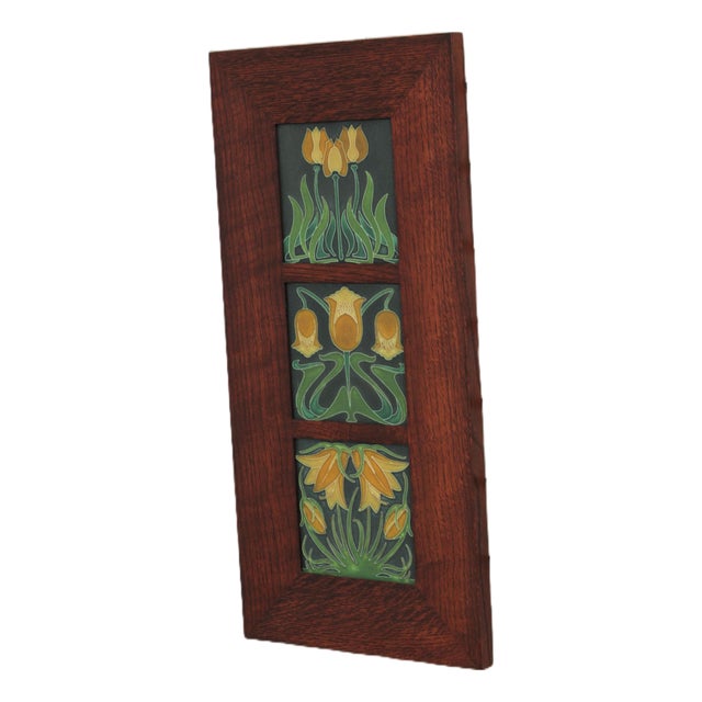Dard Hunter Mission Oak Framed Motawi Tiles For Sale