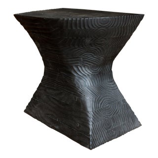 Sculptural Japandi Side Table - Yakisugi Shou Sugi Ban For Sale