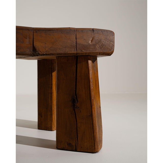 Brutalist Brutalist Oak Side Table with Wooden Pins, 1960s For Sale - Image 3 of 8