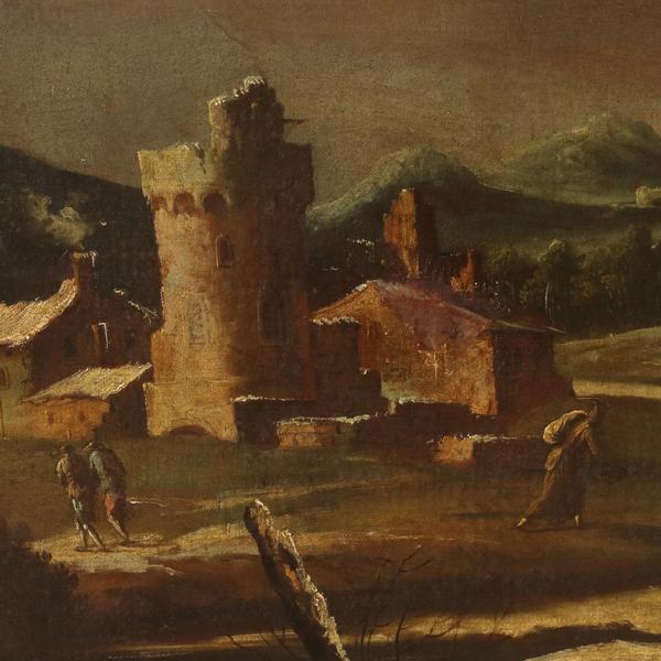 Marco Ricci, Winter Landscape, Oil on Canvas, Framed For Sale - Image 7 of 13