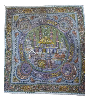 Early 20th Century Turkish Middle Eastern Embroidery Mosque Ottoman with Arabic Calligraphy, 1890s