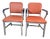 Mid-Century Goodform Aluminum & Terracotta Vinyl Arm Chairs - A Pair For Sale