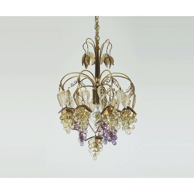 Mid-Century Pendant Light in Crystal Glass and Gilt Brass by Christoph Palme for Palwa, 1970s For Sale - Image 9 of 11