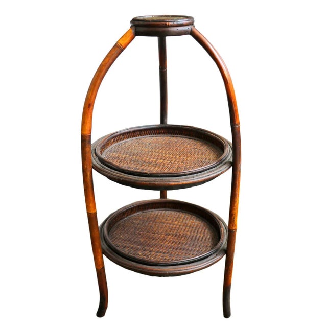 Asian Vintage Round Two Tier End Table For Sale - Image 3 of 5