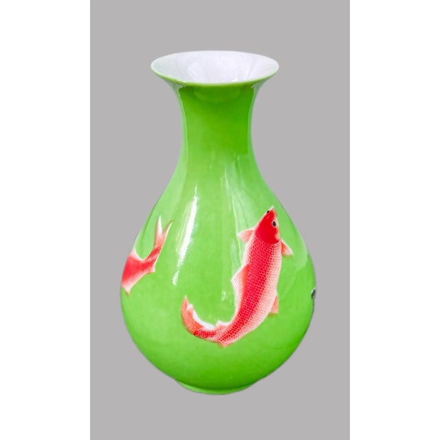 Vintage Chinese Porcelain Koi Fish Vase For Sale - Image 4 of 6
