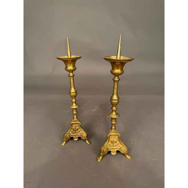 Pair of 19th Century French Gothic Style Bronze Candelabra With Cherub Motifs, Circa 1890 For Sale - Image 13 of 17