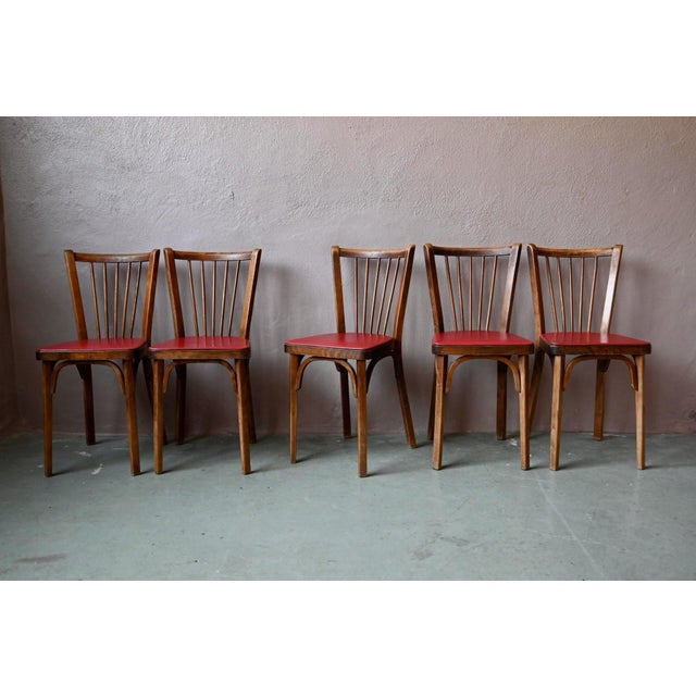 Traditional French Bistro Chairs with Spindles from Baumman, 1960s, Set of 5 For Sale - Image 14 of 14