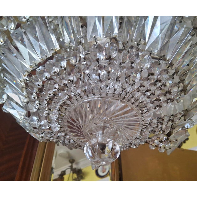 C1860 French Empire 4 Foot Cut Crystal Cascading Waterfall Palace Chandelier by Baccarat 12 Lights For Sale - Image 11 of 18
