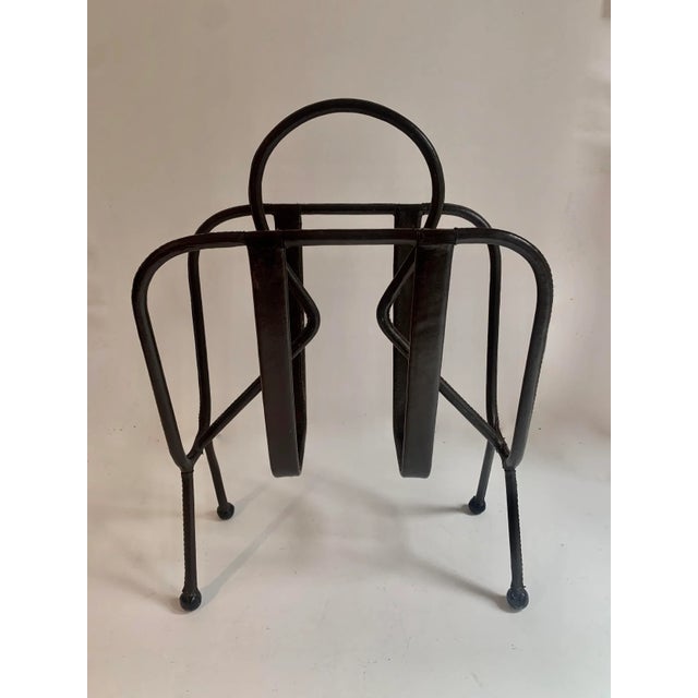 Jacques Adnet Leather Magazine Rack For Sale - Image 11 of 11