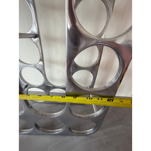 1960s Mid-Century Modern Michael Noll Style Cast Aluminum Wine Rack Bottle Shaped Silhouette Silver -15 Bottle For Sale In Boston - Image 6 of 6