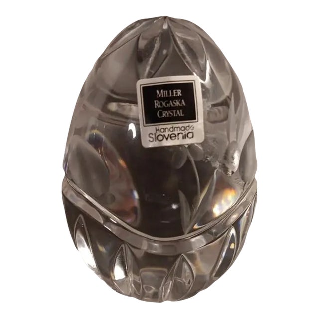 1990s Miller Rogaska Cut Crystal Egg Figurine For Sale