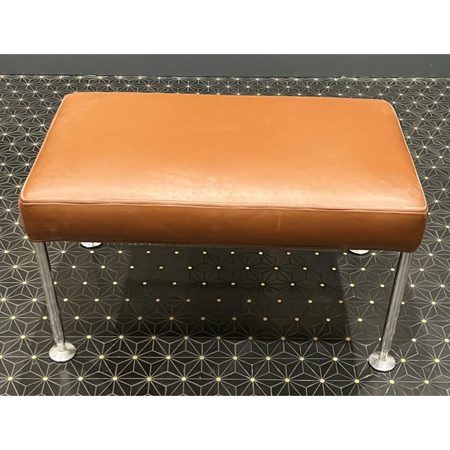 Transitional B & B Italia Leather Benches With Chrome Legs For Sale In Chicago - Image 6 of 11