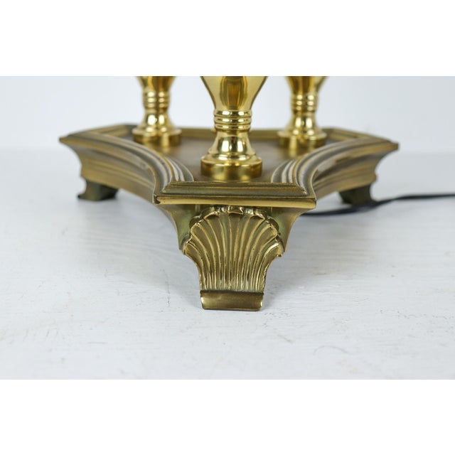 Vintage Brass Bouillotte Library Lamp With Green Pleated Shade For Sale - Image 10 of 13