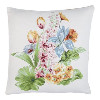 Flower Bouquet Tapestry Cushion With Feather Filler - 46 X 46cm For Sale