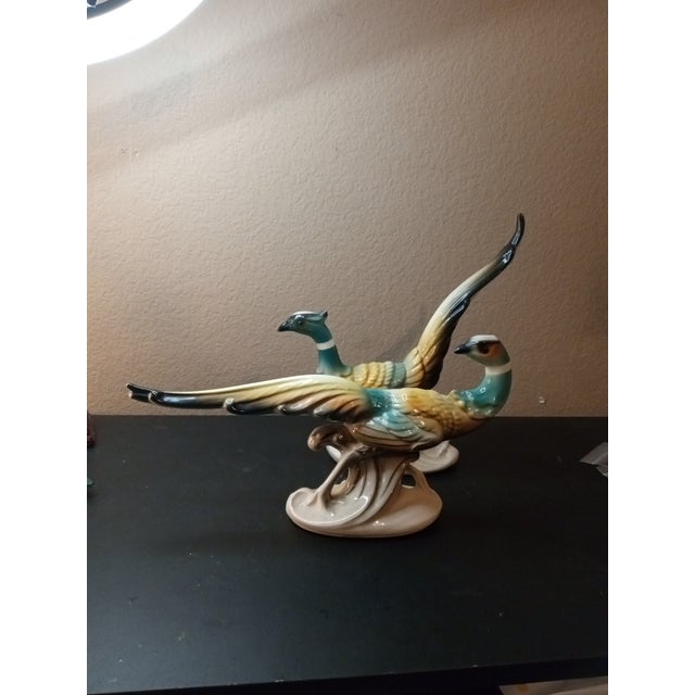 1940s 1940 Pair of Royal Copley Ring Neck Pheasant Figurines For Sale - Image 5 of 6