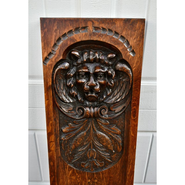 Antique Carved Oak Plaque Dutch Lion Figural Architectural Salvage Panel 36" For Sale In Philadelphia - Image 6 of 12