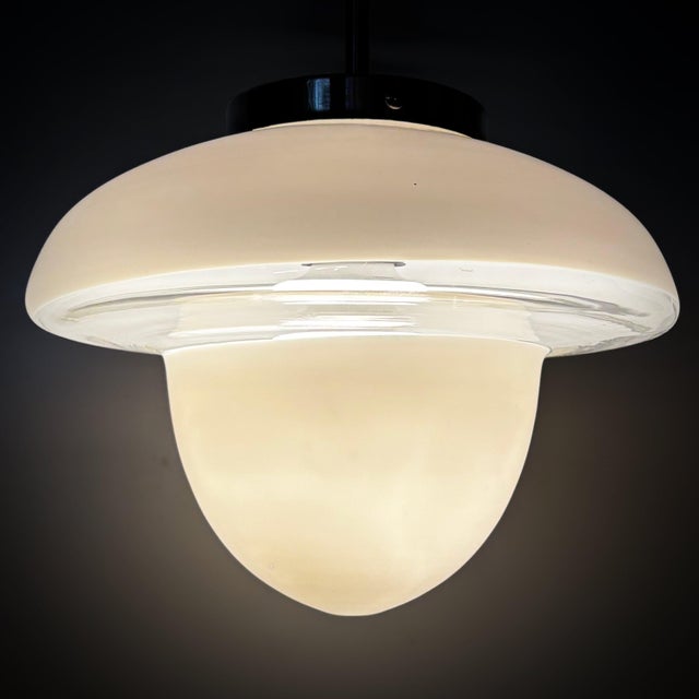 Bauhaus Vintage Scandinavian Pendant Lamp in Glass and Chrome, Sweden, 1920s For Sale - Image 3 of 14