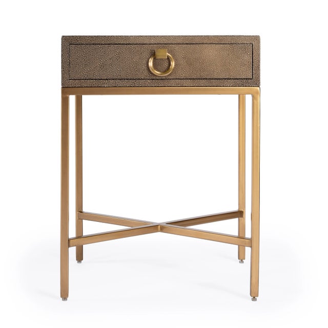 The Sullia one drawer end table is an eye-catcher. The textured leather wrapped top offers an upscape and elgant look that...