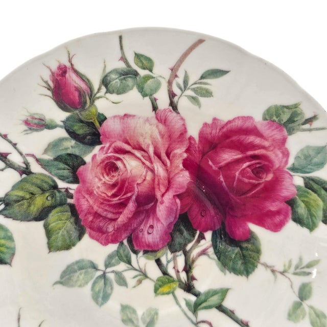 Ceramic 1990s Roy Kirkham English Rose Jumbo Teacup Saucers Bone China England 6.625" - Set of 4 For Sale - Image 7 of 12