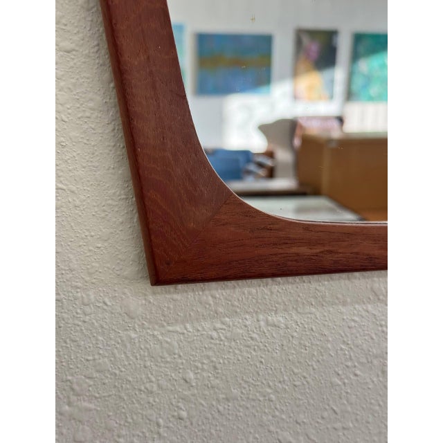 Mid-Century Danish Teak Wall Mirror by Aarhus Glasimport, 1960s – Sculpted Frame, Organic Modern Des For Sale - Image 4 of 10