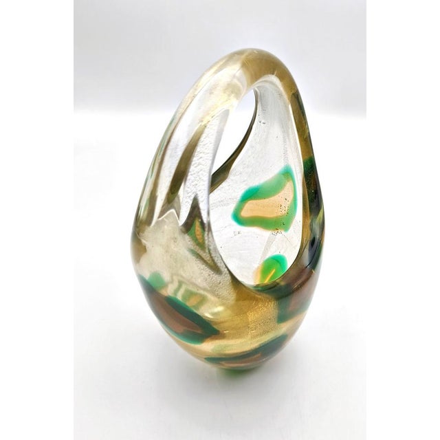 Vintage Macchie Ambre Verde Vessel by Archimede Seguso, 1950s For Sale - Image 4 of 10