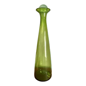 Mid-Century Olive Green Blenko Glass Bottle