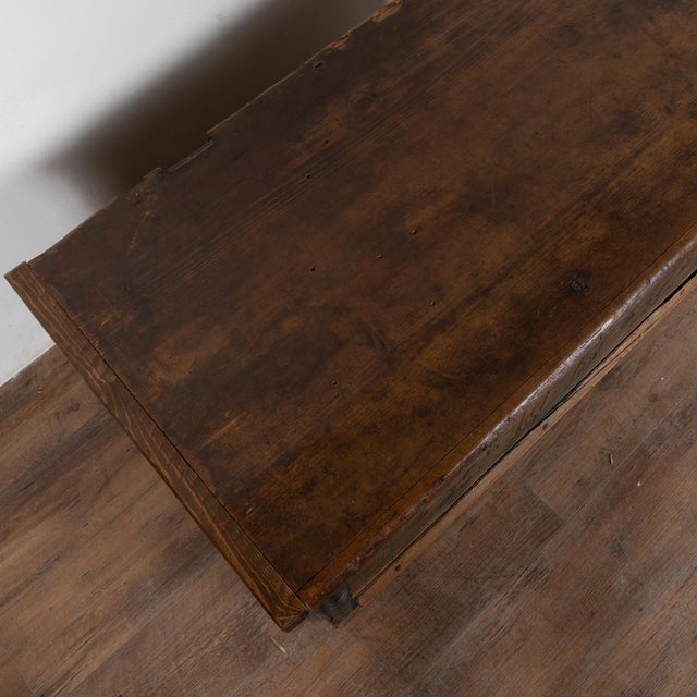 Hungarian Carved Pine Flat Top Trunk Dated 1848 For Sale - Image 6 of 15