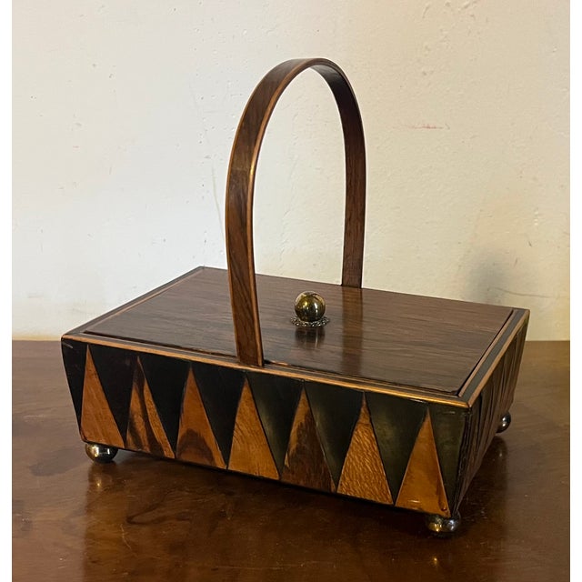 Antique Early 19th Century English George III Exotic Wood Harlequin Desk Box for Stationery or Sewing Pannier For Sale - Image 11 of 15