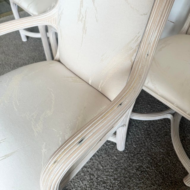 Boho Chic White Washed Pencil Reed Dining Chairs - Set of 6 For Sale - Image 10 of 10