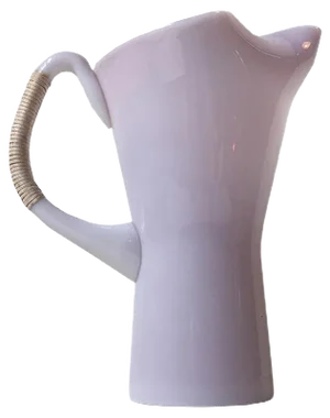Modernist Opaline Glass Pitcher with a Bamboo Handle by Jacob E. Bang for Kastrup/Holmegaard, 1960s