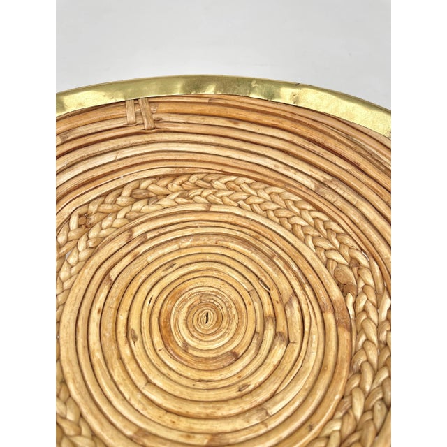 Round Rattan & Brass Plate Centerpiece, Italy, 1970s For Sale - Image 9 of 10