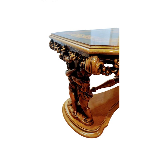 Baroque Antique Italian Baroque Style Coffee Table Hand Carved Whit Inlay For Sale - Image 3 of 16
