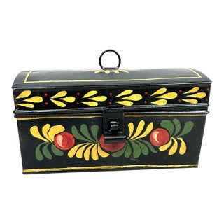 Vintage Painted Metal Box For Sale