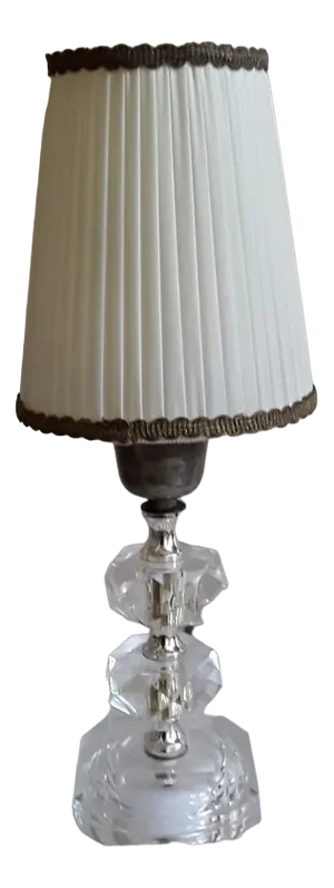 Vintage Table Lamp with Crystal Glass Foot, 1970s