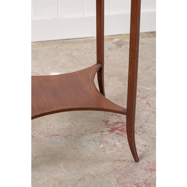 Brown Early 20th Century Edwardian Checkered Edge Inlay Lamp Table For Sale - Image 8 of 10
